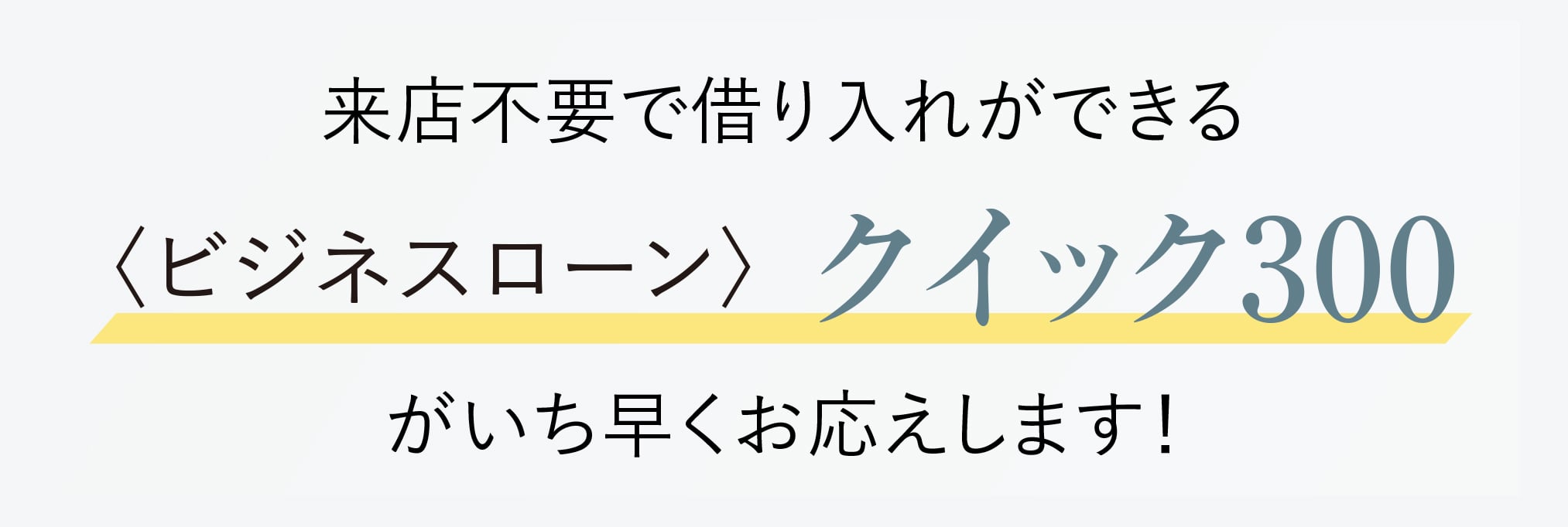 来店不要で借り入れできる〈ビジネスローン〉クイック300がいち早くお応えします！