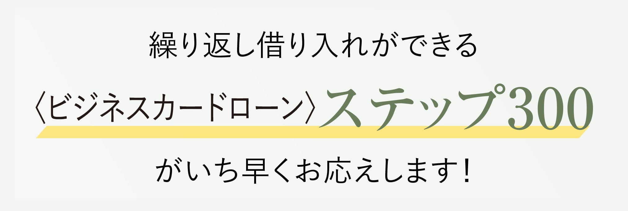 繰り返し借り入れができる〈ビジネスカードローン〉ステップ300がいち早くお応えします！